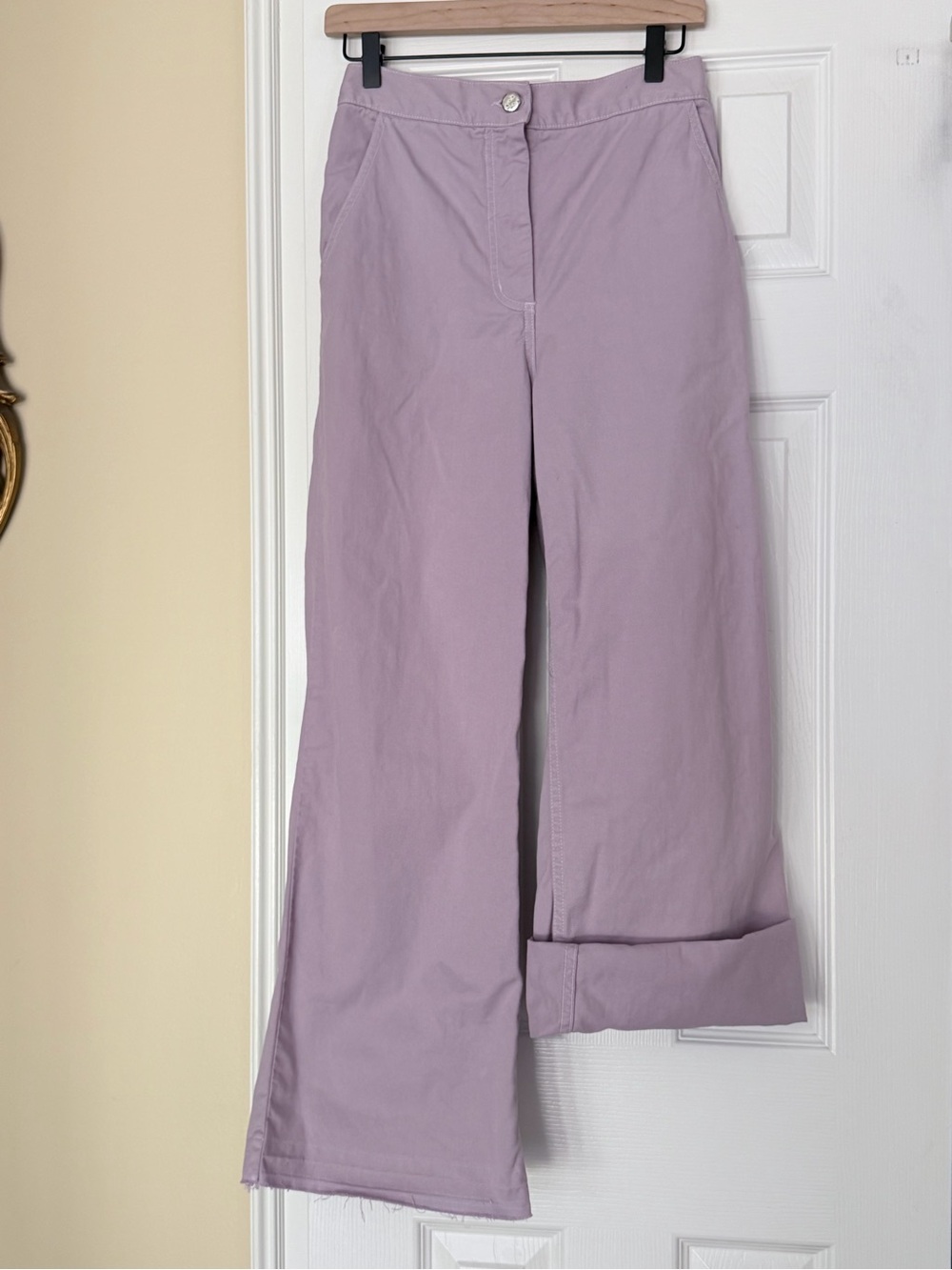 Rachel Comey Wide Leg High Rise Cotton Twill Pants Dusty Mauve Size 2 Altered